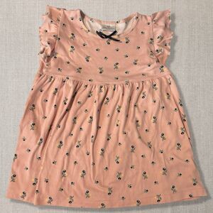 Hanna Andersson Girls Pink Floral Sleep Top Ruffle Dreamy Poly 8